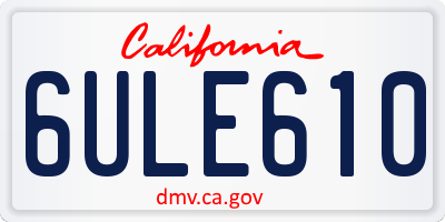 CA license plate 6ULE610