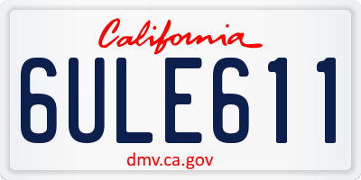 CA license plate 6ULE611