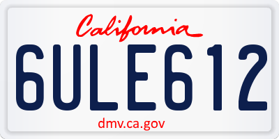 CA license plate 6ULE612