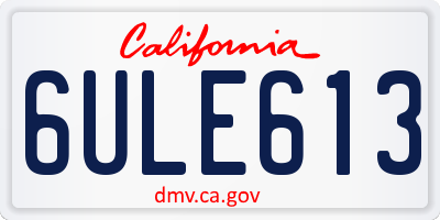 CA license plate 6ULE613