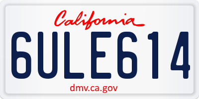 CA license plate 6ULE614