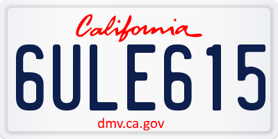 CA license plate 6ULE615