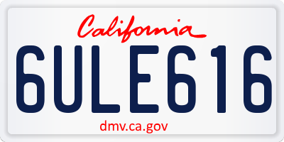 CA license plate 6ULE616