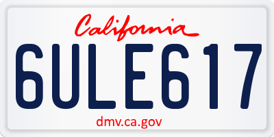 CA license plate 6ULE617