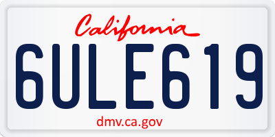 CA license plate 6ULE619