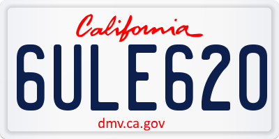 CA license plate 6ULE620