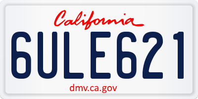 CA license plate 6ULE621