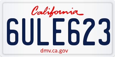 CA license plate 6ULE623