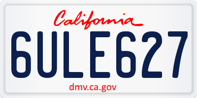 CA license plate 6ULE627