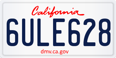 CA license plate 6ULE628