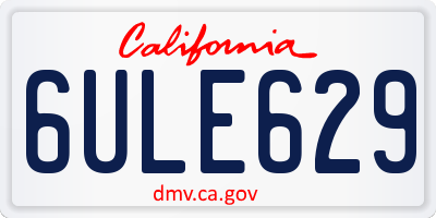 CA license plate 6ULE629