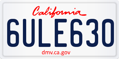 CA license plate 6ULE630