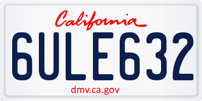CA license plate 6ULE632