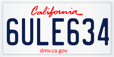 CA license plate 6ULE634