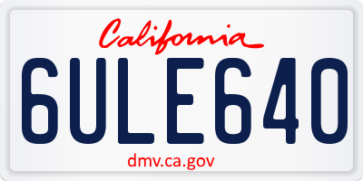 CA license plate 6ULE640