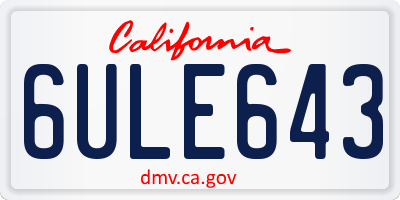 CA license plate 6ULE643