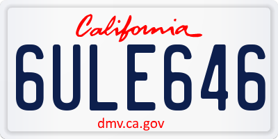 CA license plate 6ULE646