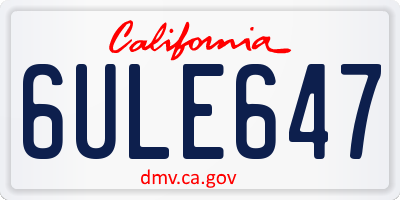 CA license plate 6ULE647