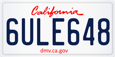 CA license plate 6ULE648