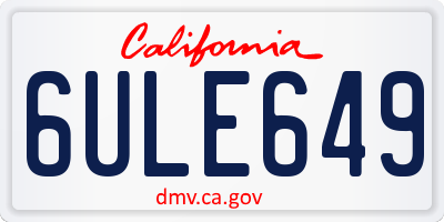 CA license plate 6ULE649