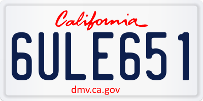 CA license plate 6ULE651
