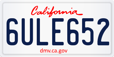 CA license plate 6ULE652