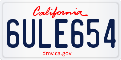 CA license plate 6ULE654