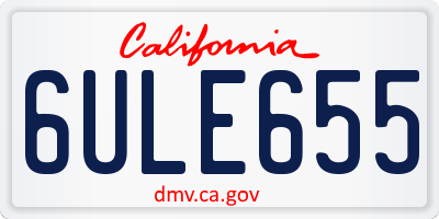 CA license plate 6ULE655