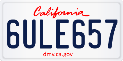 CA license plate 6ULE657