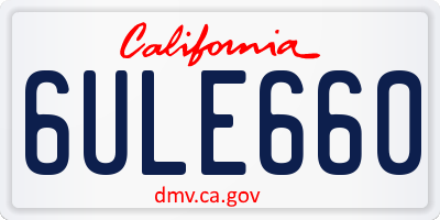 CA license plate 6ULE660