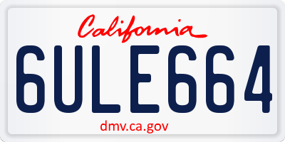 CA license plate 6ULE664