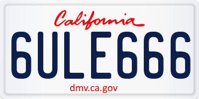 CA license plate 6ULE666