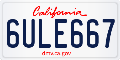 CA license plate 6ULE667