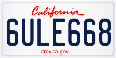 CA license plate 6ULE668