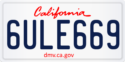 CA license plate 6ULE669