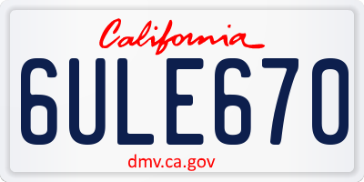 CA license plate 6ULE670