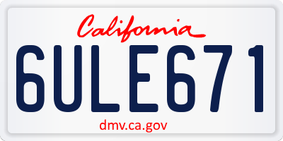 CA license plate 6ULE671