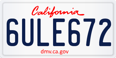 CA license plate 6ULE672