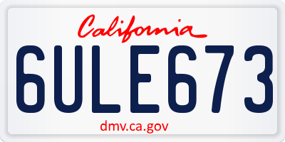 CA license plate 6ULE673