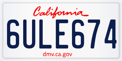 CA license plate 6ULE674