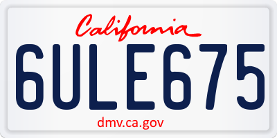 CA license plate 6ULE675
