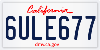 CA license plate 6ULE677