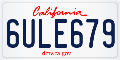 CA license plate 6ULE679