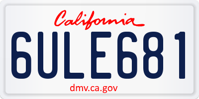 CA license plate 6ULE681