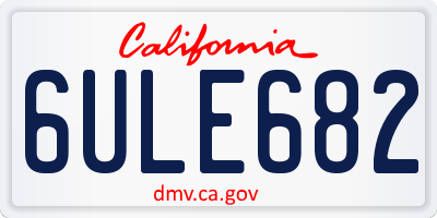 CA license plate 6ULE682