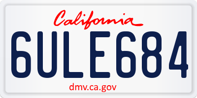 CA license plate 6ULE684