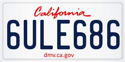 CA license plate 6ULE686