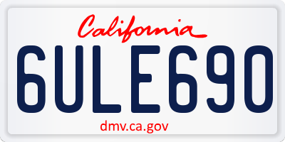 CA license plate 6ULE690