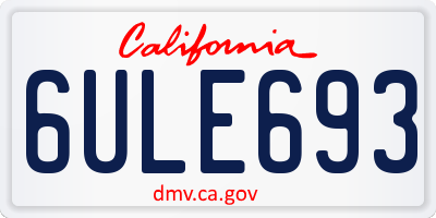 CA license plate 6ULE693