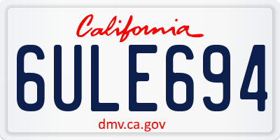 CA license plate 6ULE694